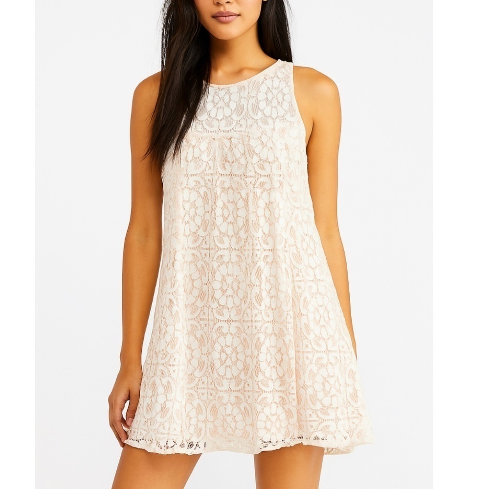 Free People Wallflower Crochet Lace Tunic Cutout Mini Dress Size XS